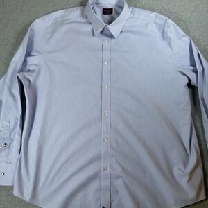 UNTUCKit Mens XXX Large Wrinkle Free Cotton Striped Dress Shirt Blue‎ White